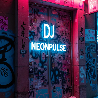 A graffiti painted door, the cover for DJ NeonPulse.